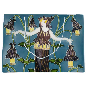 Walter Crane Columbine Art Nouveau Purple Flower Large Gift Bag