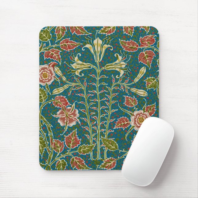 Walter Crane Lily and Rose Flower Design Mouse Mat (With Mouse)
