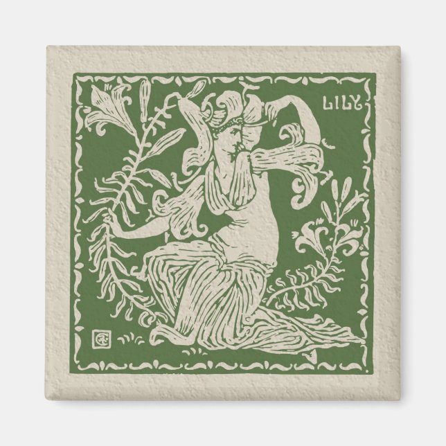 Walter Crane Lily Tile Magnet (Front)