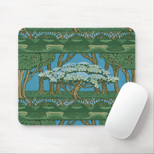 Walter Crane May Tree Wallpaper Green Blue Mouse Mat
