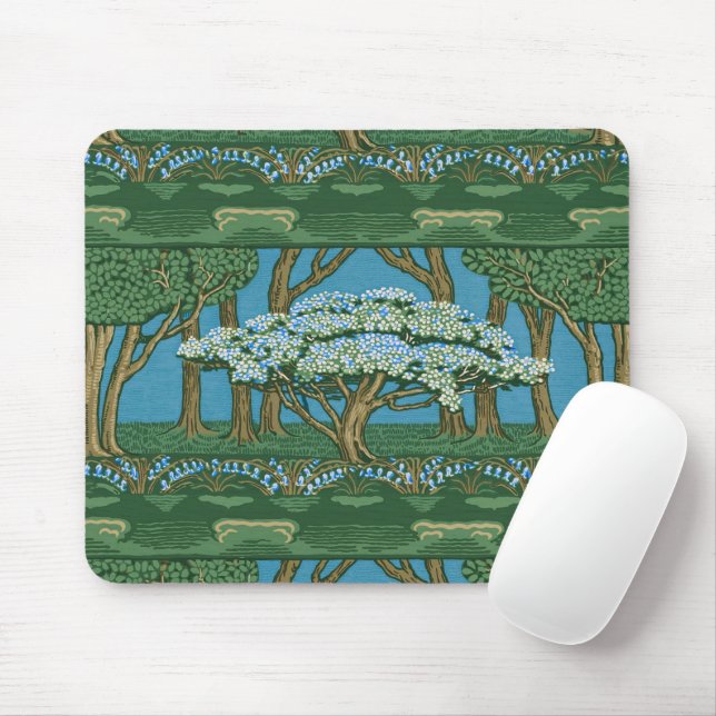 Walter Crane May Tree Wallpaper Green Blue Mouse Mat (With Mouse)