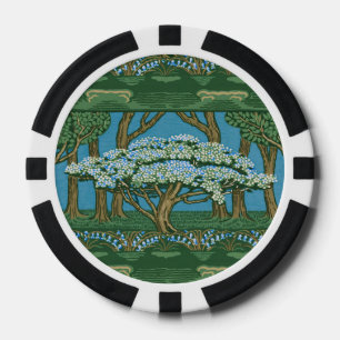 Walter Crane May Tree Wallpaper Green Blue Poker Chips