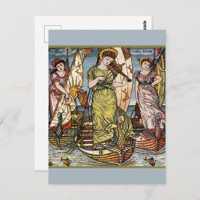 Walter Crane Ships,Graceful Ladies,Art Nouveau Postcard (Front/Back)