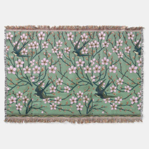 Walter Crane Swallows and Almonds Throw Blanket