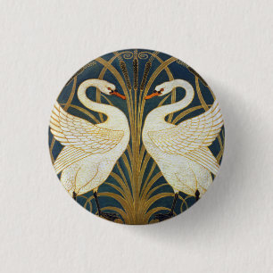 Walter Crane - Swan, Rush And Iris Art Nouveau 3 Cm Round Badge