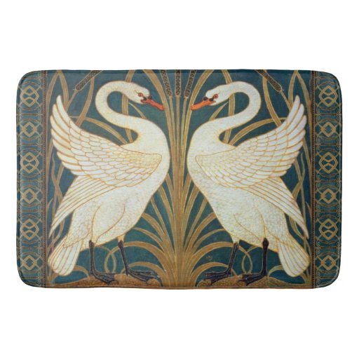 Image of Walter Crane Swan, Rush And Iris Art Nouveau Bath Mat