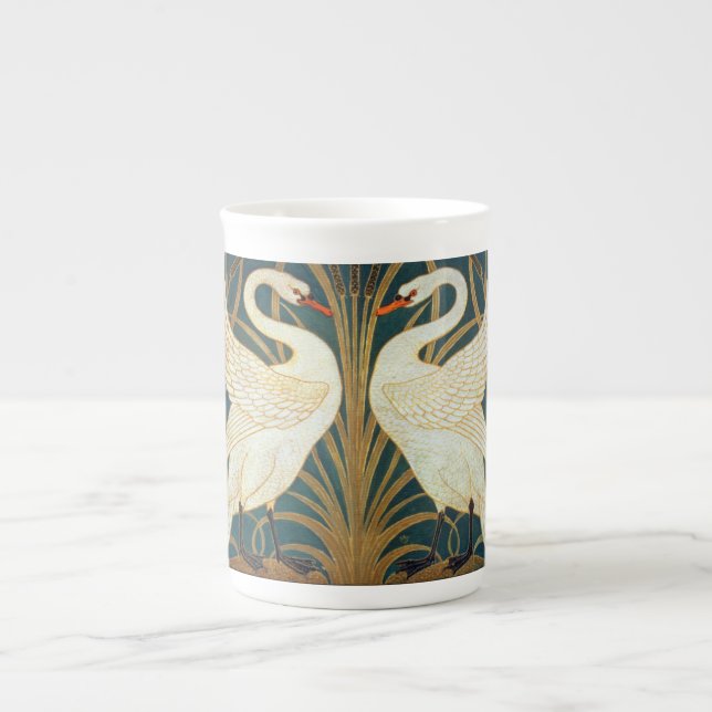 Walter Crane Swan, Rush And Iris Art Nouveau Bone China Mug (Front)