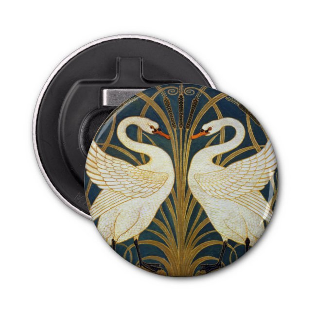Walter Crane - Swan, Rush And Iris Art Nouveau Bottle Opener (Front)