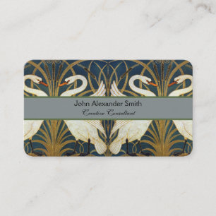Walter Crane - Swan, Rush And Iris Art Nouveau Business Card