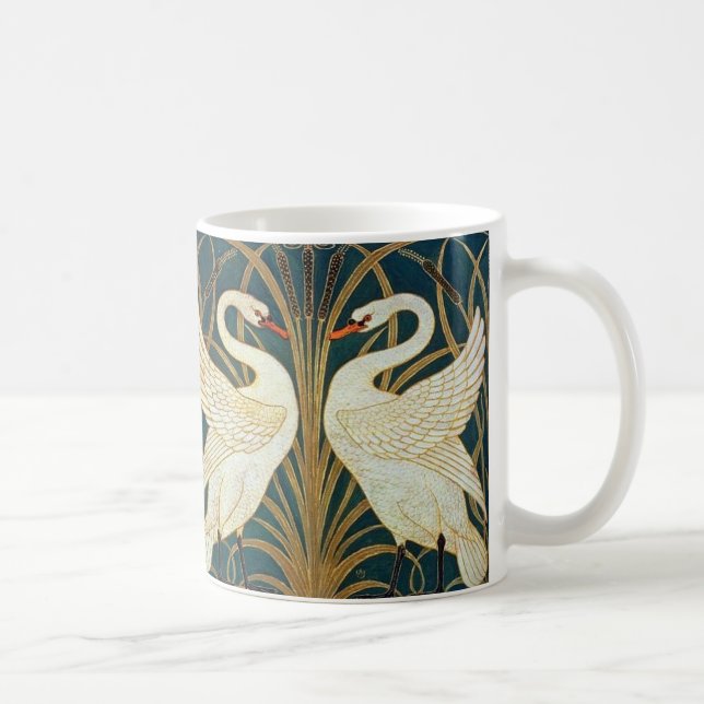 Walter Crane Swan, Rush And Iris Art Nouveau  Coffee Mug (Right)