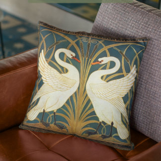 Walter Crane Swan, Rush And Iris Art Nouveau  Cushion