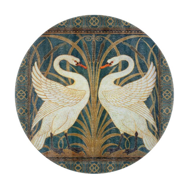 Walter Crane Swan, Rush And Iris Art Nouveau Cutting Board (Front)
