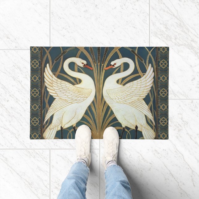 Walter Crane Swan, Rush And Iris Art Nouveau  Doormat (Indoor)