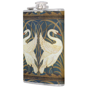 Walter Crane - Swan, Rush And Iris Art Nouveau Hip Flask