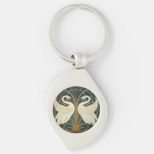 Walter Crane Swan, Rush And Iris Art Nouveau Key Ring