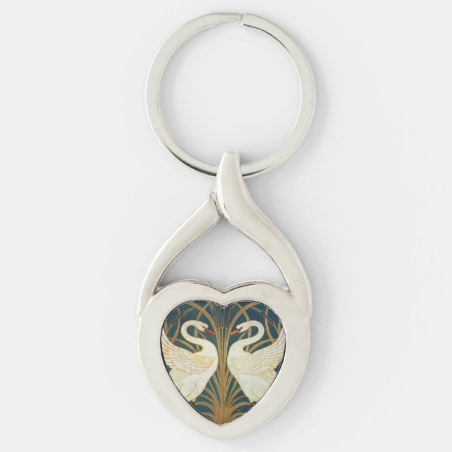 Walter Crane Swan, Rush And Iris Art Nouveau Key Ring (Front)
