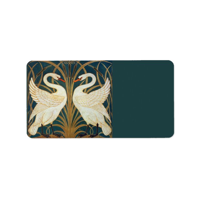 Walter Crane Swan, Rush And Iris Art Nouveau Label (Front)