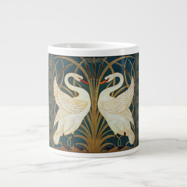 Walter Crane Swan, Rush And Iris Art Nouveau Large Coffee Mug (Front)