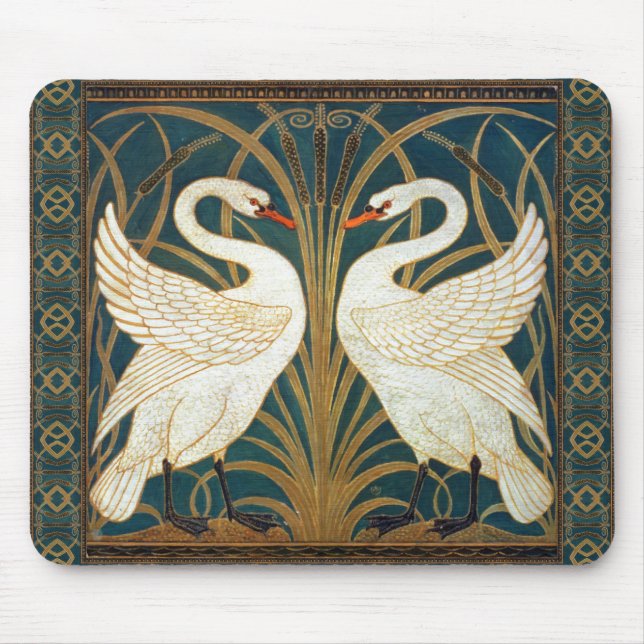 Walter Crane Swan, Rush And Iris Art Nouveau Mouse Mat (Front)