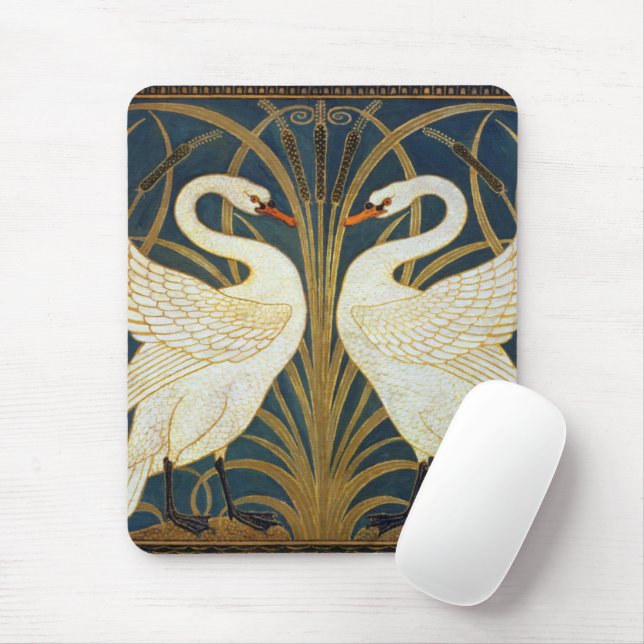 Walter Crane - Swan, Rush And Iris Art Nouveau Mouse Mat (With Mouse)