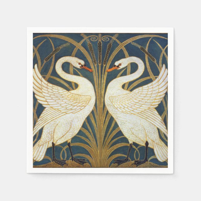 Walter Crane - Swan, Rush And Iris Art Nouveau Napkin (Front)