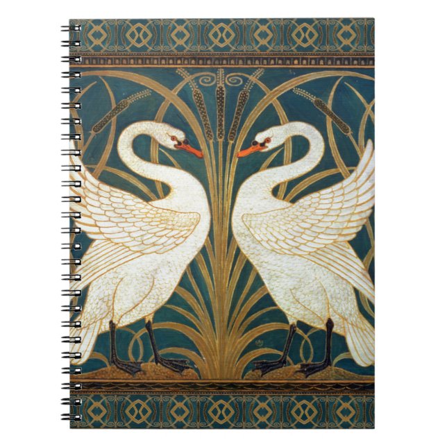 Walter Crane Swan, Rush And Iris Art Nouveau Notebook (Front)