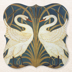 Walter Crane Swan  Rush And Iris Art Nouveau Paper Coaster