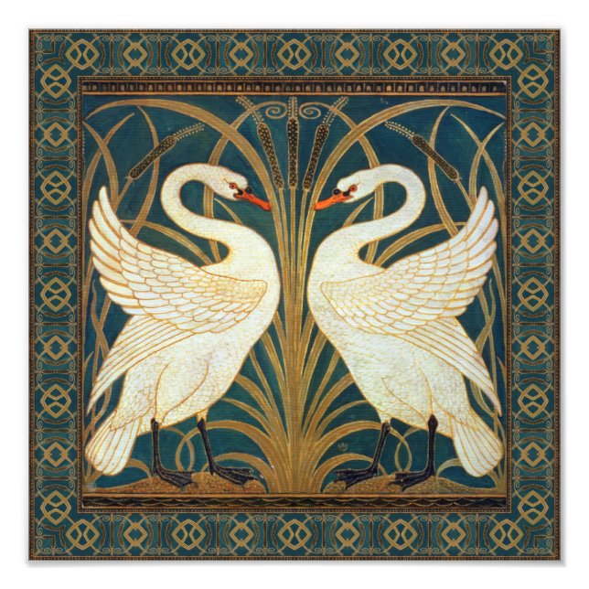Walter Crane Swan, Rush And Iris Art Nouveau Photo Print (Front)