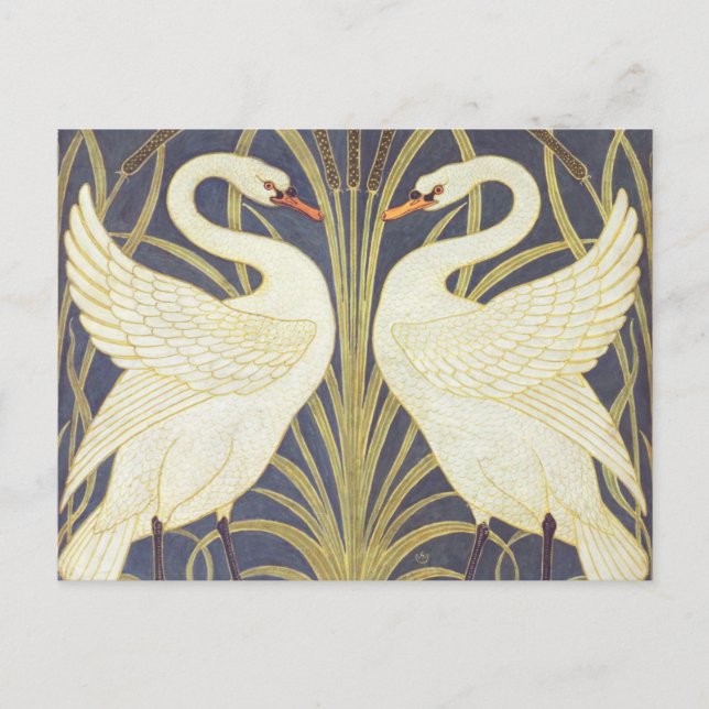 Walter Crane Swan, Rush And Iris Art Nouveau Postcard (Front)