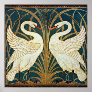 Walter Crane Swan, Rush And Iris Art Nouveau  Poster