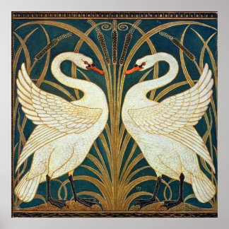 Walter Crane Swan, Rush And Iris Art Nouveau  Poster
