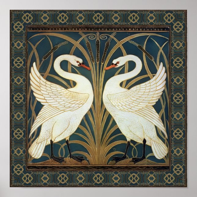 Walter Crane Swan, Rush And Iris Art Nouveau  Poster (Front)