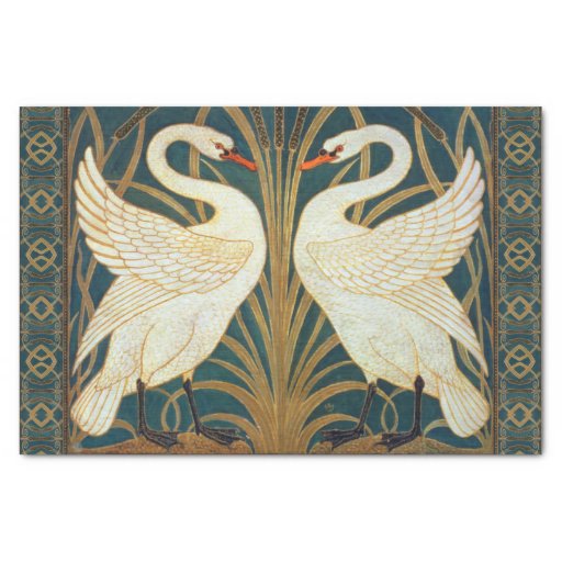 Image of Walter Crane Swan, Rush And Iris Art Nouveau Tissue Paper