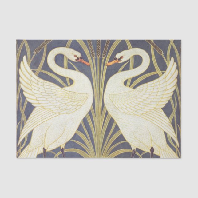 Walter Crane Swan, Rush And Iris Art Nouveau Tissue Paper (Front)