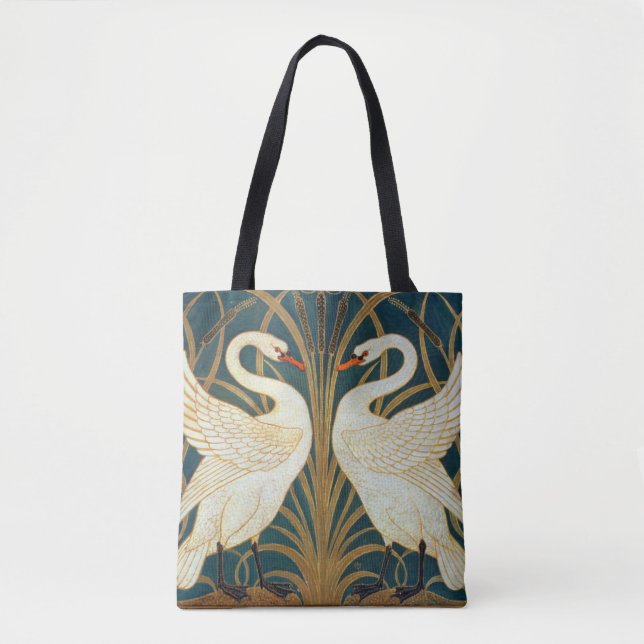 Walter Crane Swan, Rush And Iris Art Nouveau Tote Bag (Front)