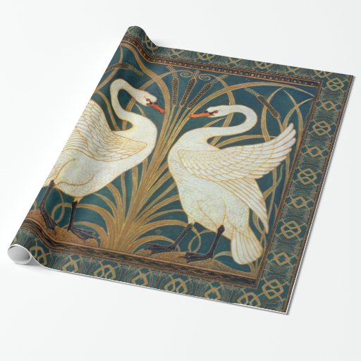 Image of Walter Crane Swan, Rush And Iris Art Nouveau Wrapping Paper