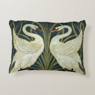 Walter Crane Swan & Rush and Iris Victorian  Decorative Cushion