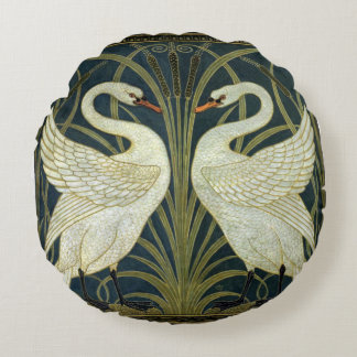 Walter Crane Swan & Rush and Iris Victorian  Round Cushion