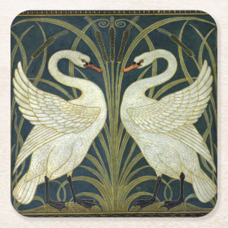 Walter Crane Swan & Rush and Iris Victorian  Square Paper Coaster