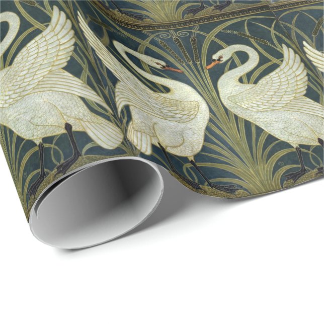 Walter Crane Swan & Rush and Iris Victorian  Wrapping Paper (Roll Corner)