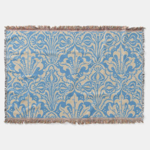 Walter Crane Vintage Blue Seed and Flower Art Throw Blanket