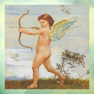 Walter Crane Vintage Cupid with Bow Art Window Cling