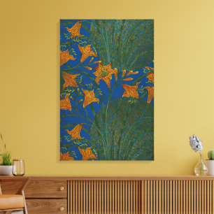 Walter Crane Vintage Day Lily Floral Pattern Canvas Print