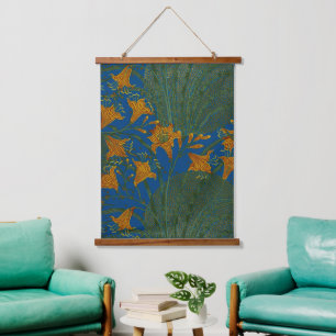 Walter Crane Vintage Day Lily Floral Pattern Hanging Tapestry