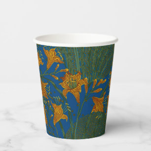 Walter Crane Vintage Day Lily Floral Pattern Paper Cups