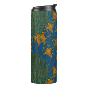 Walter Crane Vintage Day Lily Floral Pattern Thermal Tumbler