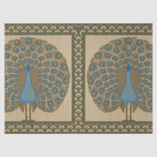 Walter Crane Vintage Gold Blue Peacock Art Tissue Paper