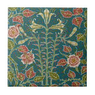 Walter Crane Vintage Lily and Rose Floral Tile