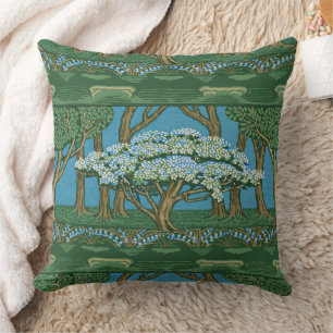 Walter Crane Vintage May Tree Forest Wallpaper Cushion