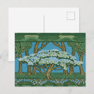 Walter Crane Vintage May Tree Forest Wallpaper Postcard